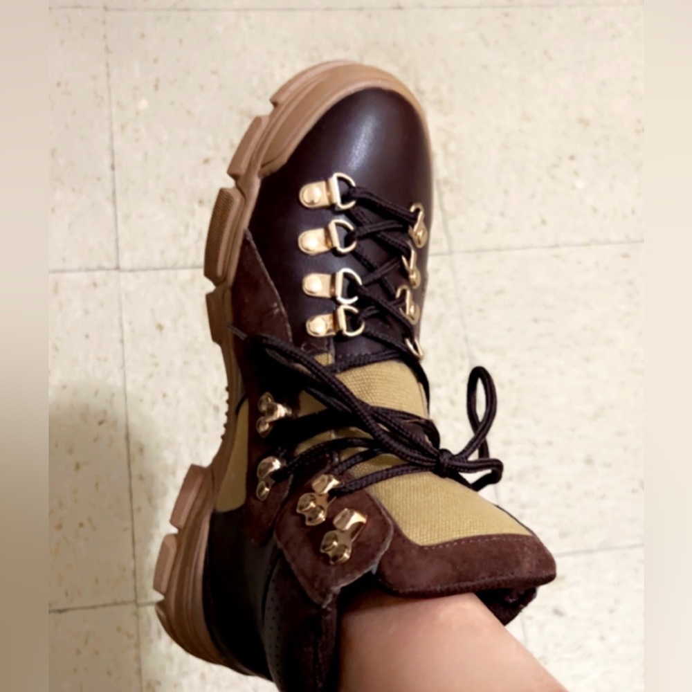 Brown sneaker boots